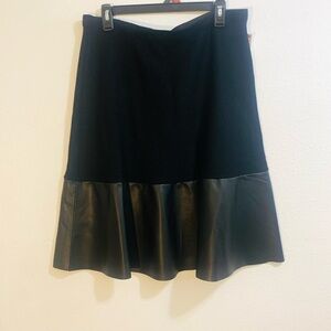 Siani NWTs Elegant Black Skirt with Faux Leather Hem Size XL